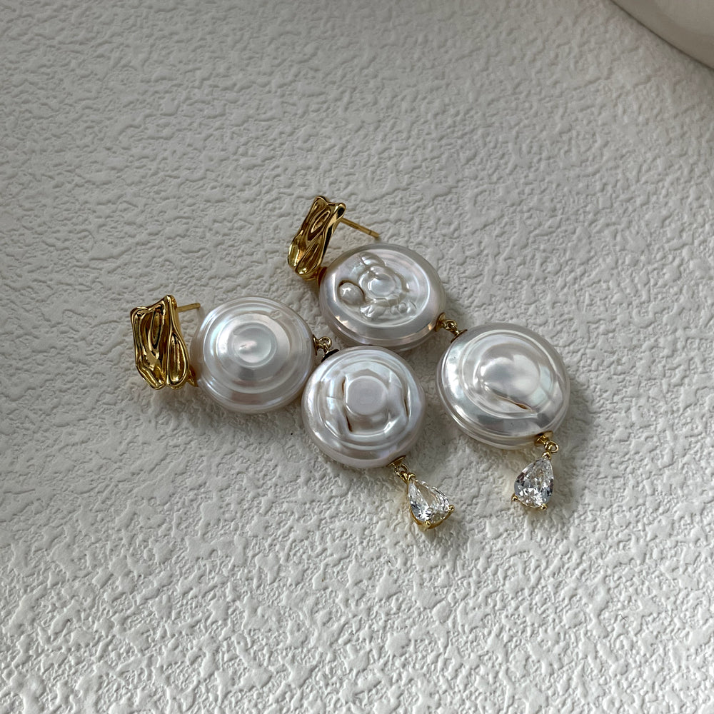 Roman Holiday Natural Baroque Double Pearl Earrings