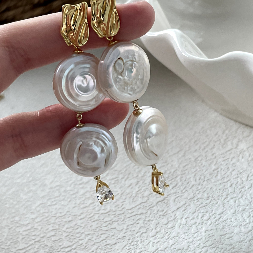 Roman Holiday Natural Baroque Double Pearl Earrings