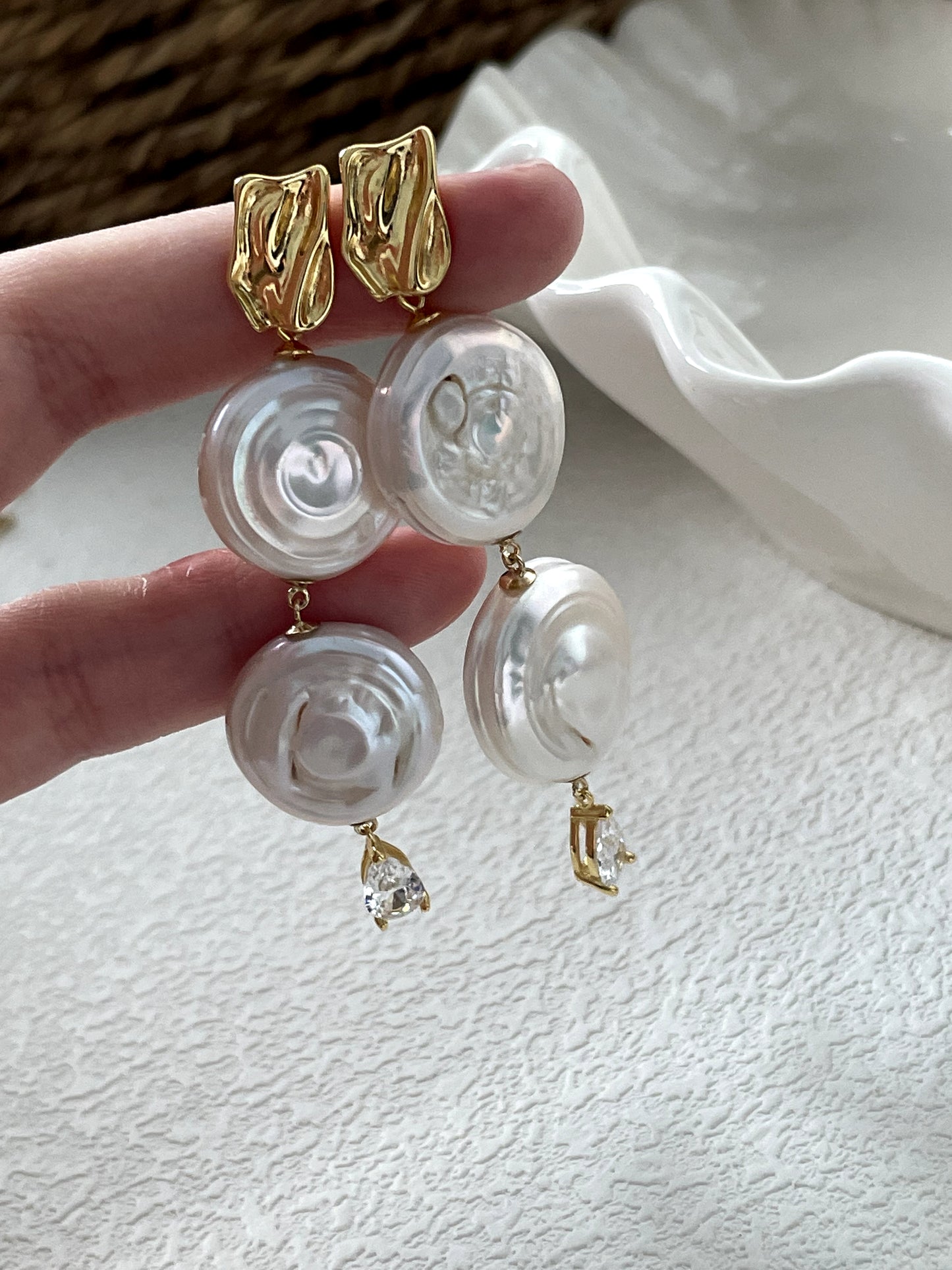 Roman Holiday Natural Baroque Double Pearl Earrings