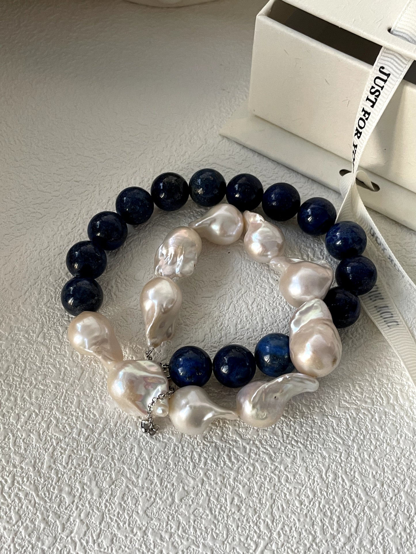 Artistic Natural Lapis Lazuli Baroque Pearl Necklace