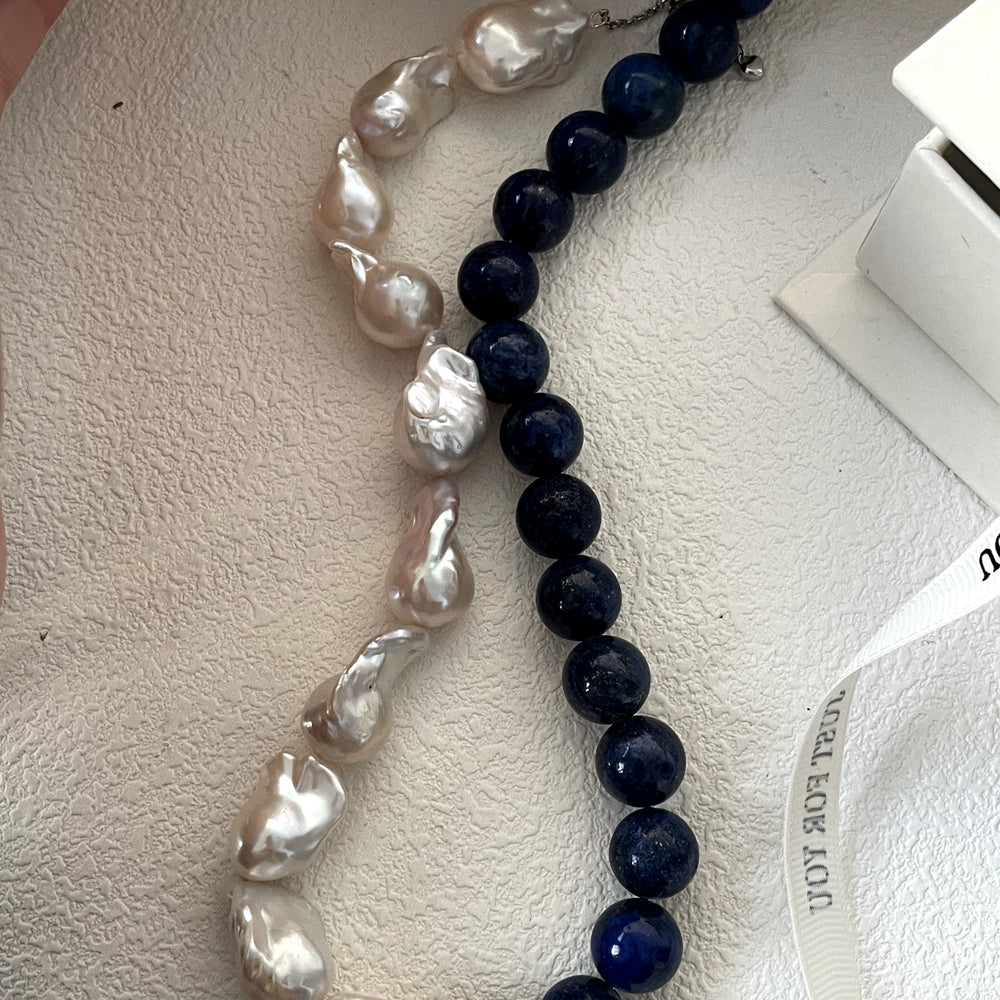 
                      
                        Artistic Natural Lapis Lazuli Baroque Pearl Necklace
                      
                    