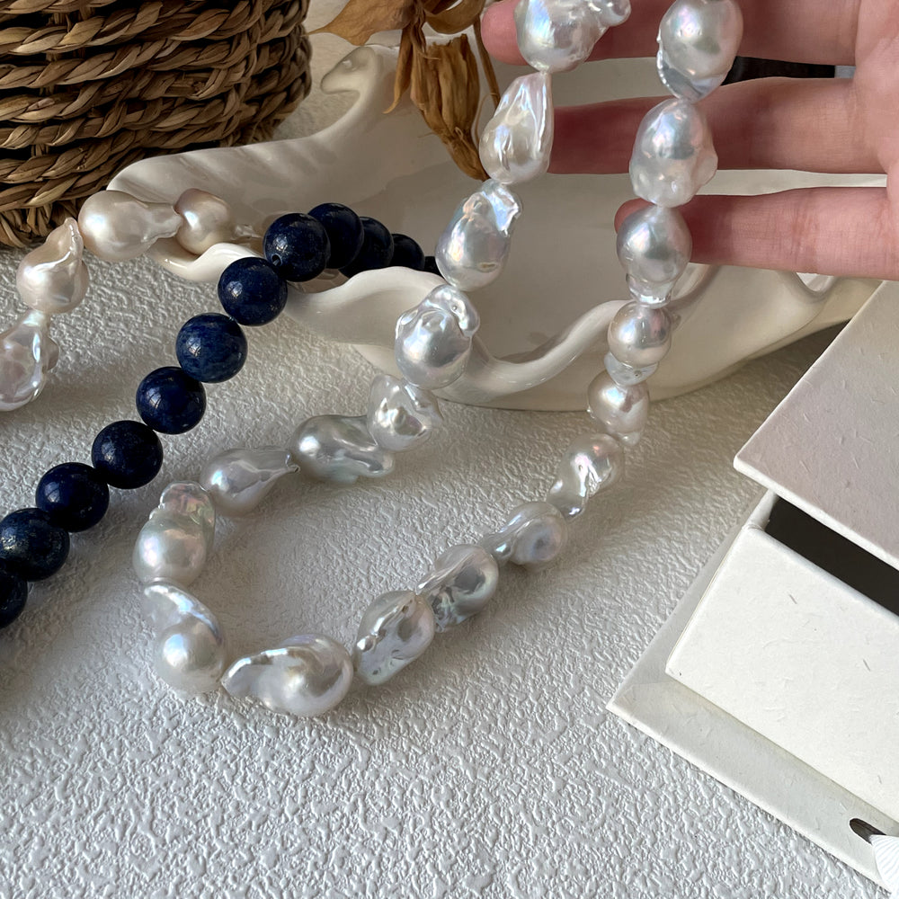 
                      
                        Artistic Natural Lapis Lazuli Baroque Pearl Necklace
                      
                    