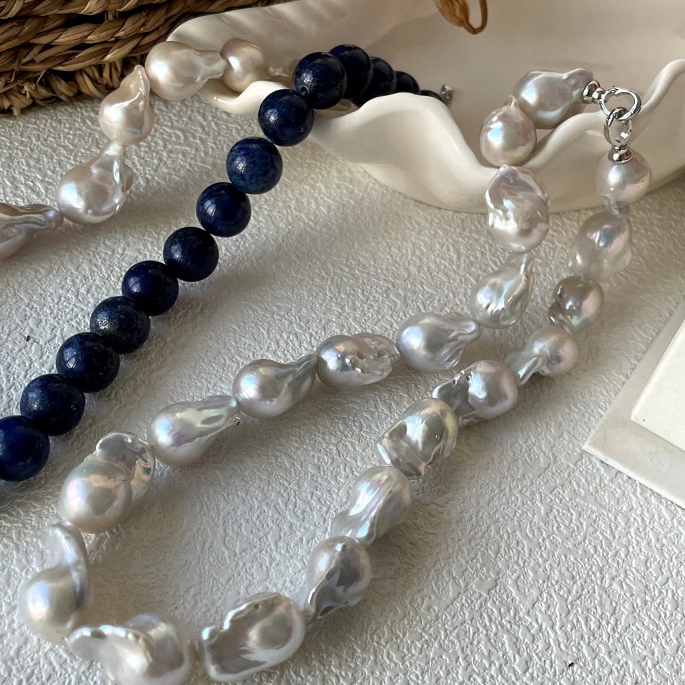 
                      
                        Artistic Natural Lapis Lazuli Baroque Pearl Necklace
                      
                    