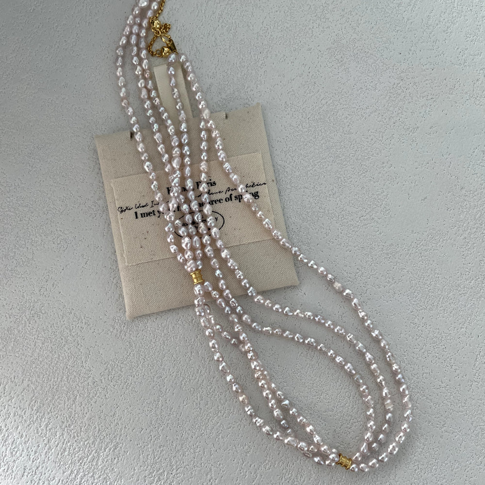 Triple-Strand Natural Pearl Necklace