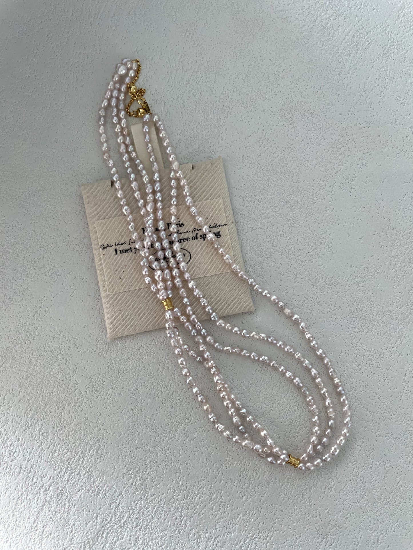 Triple-Strand Natural Pearl Necklace