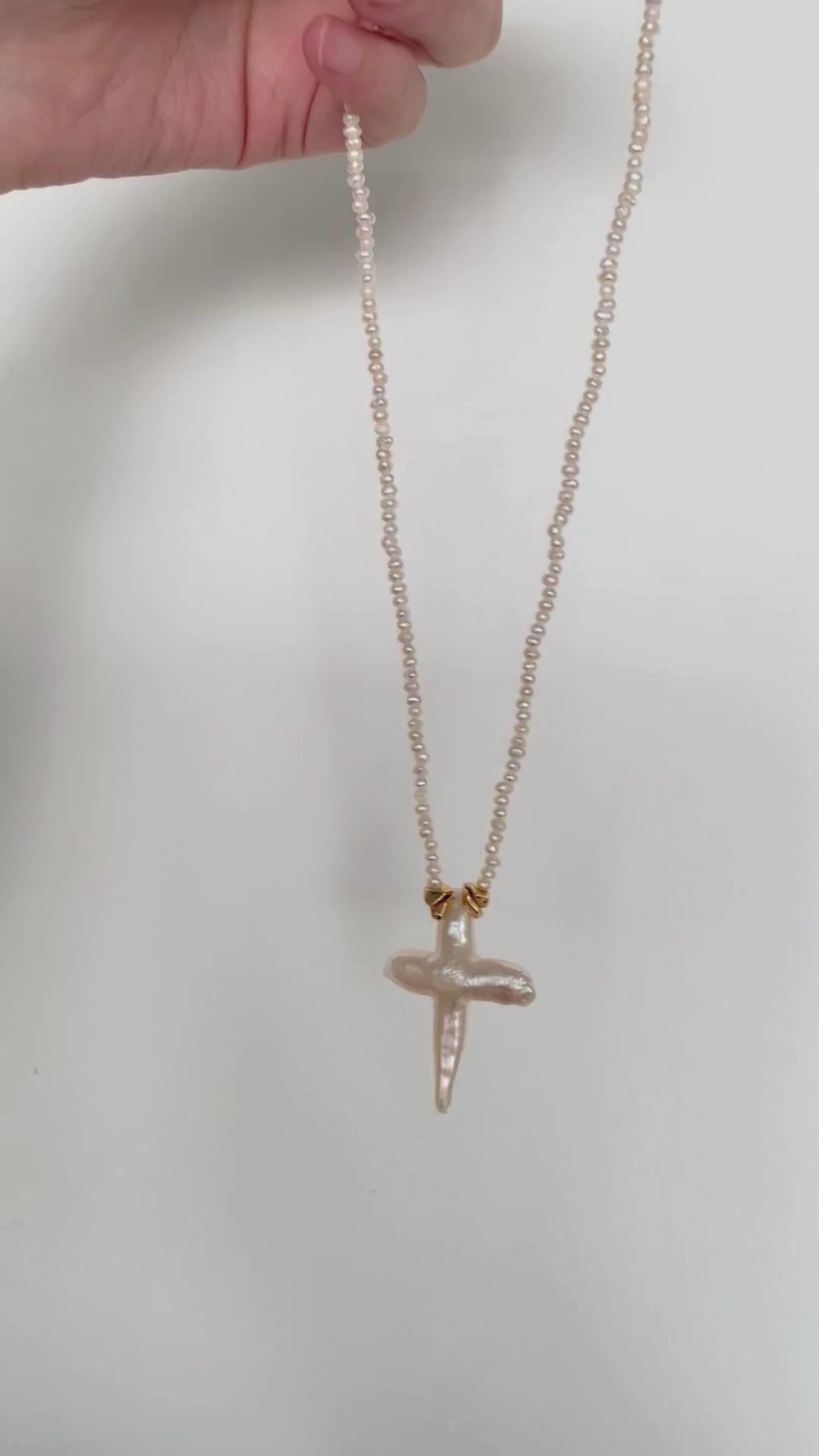 Cross Natural Pearl Necklace