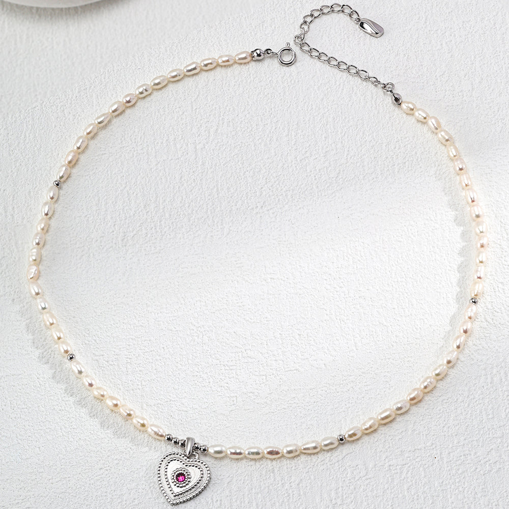 
                      
                        Natural Pearl Heart Pendant Necklace
                      
                    