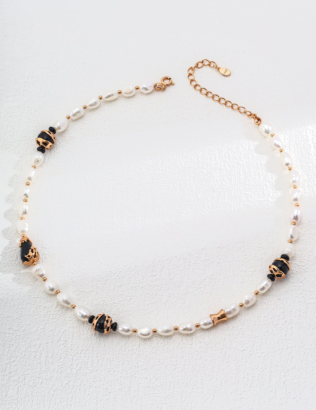 Lava Natural Pearl Black Onyx Necklace