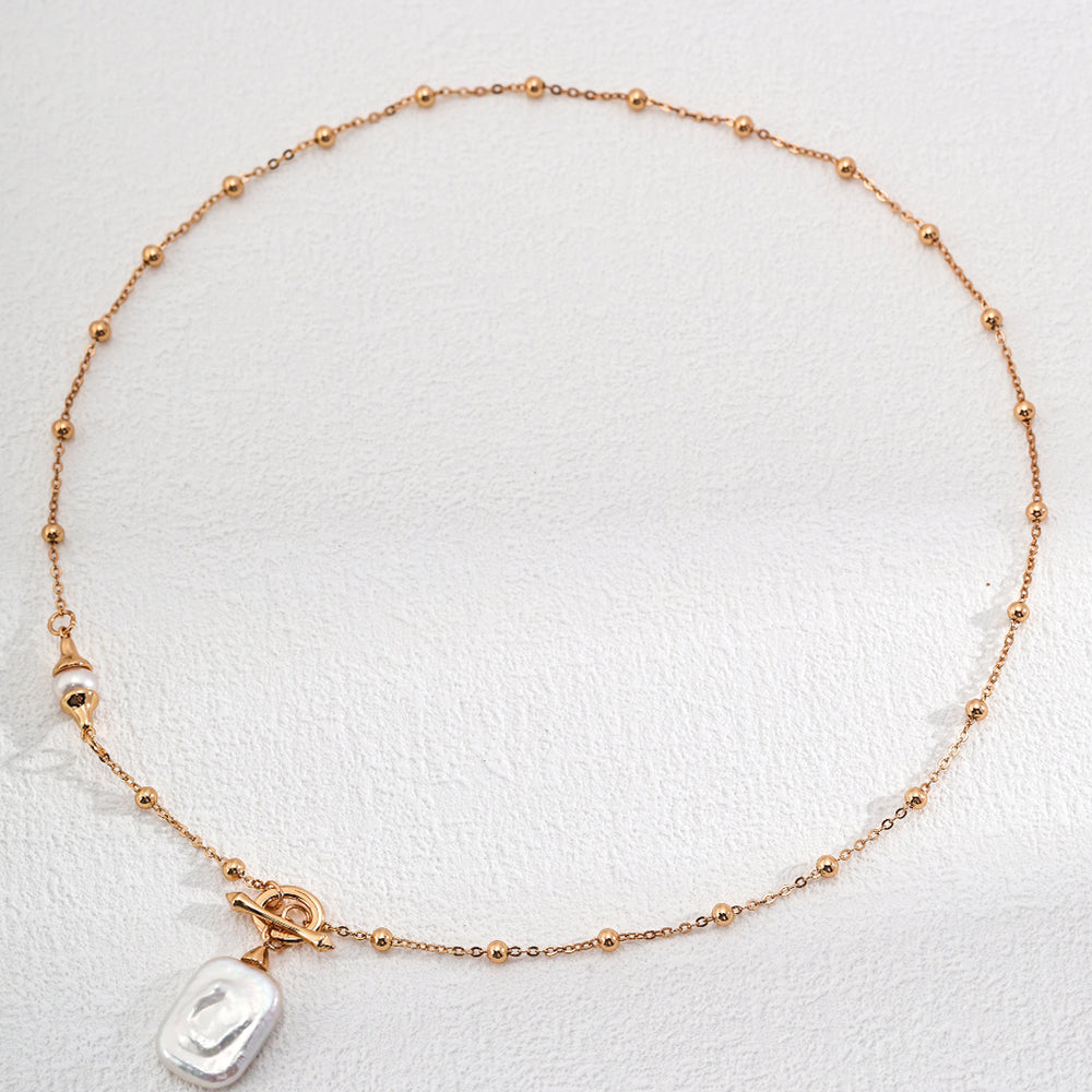 Square Natural Baroque Pearl Necklace