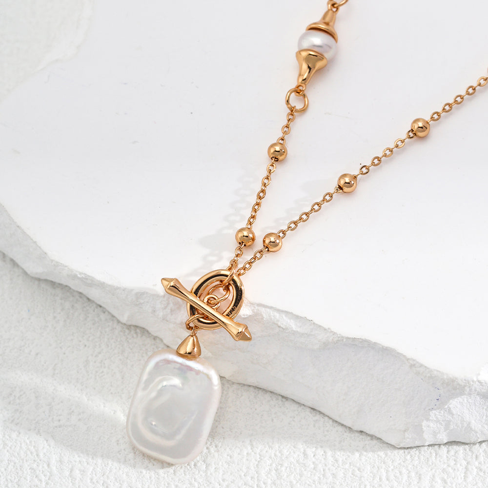 Square Natural Baroque Pearl Necklace