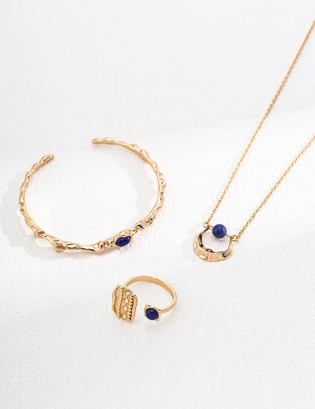 Minimalist Silver Lapis Lazuli Set (3pcs)