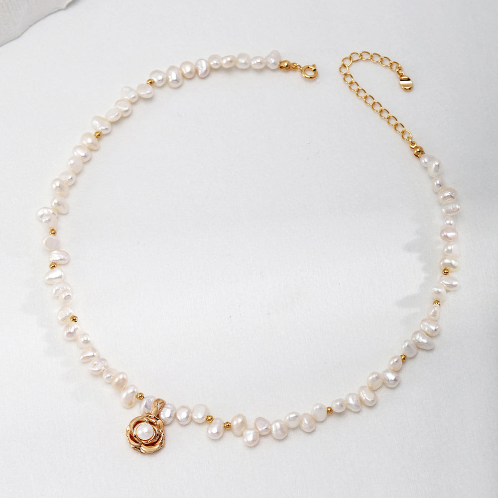 Camellia Blossom Natural Pearl Necklace