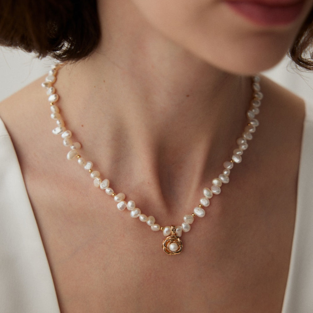 Camellia Blossom Natural Pearl Necklace