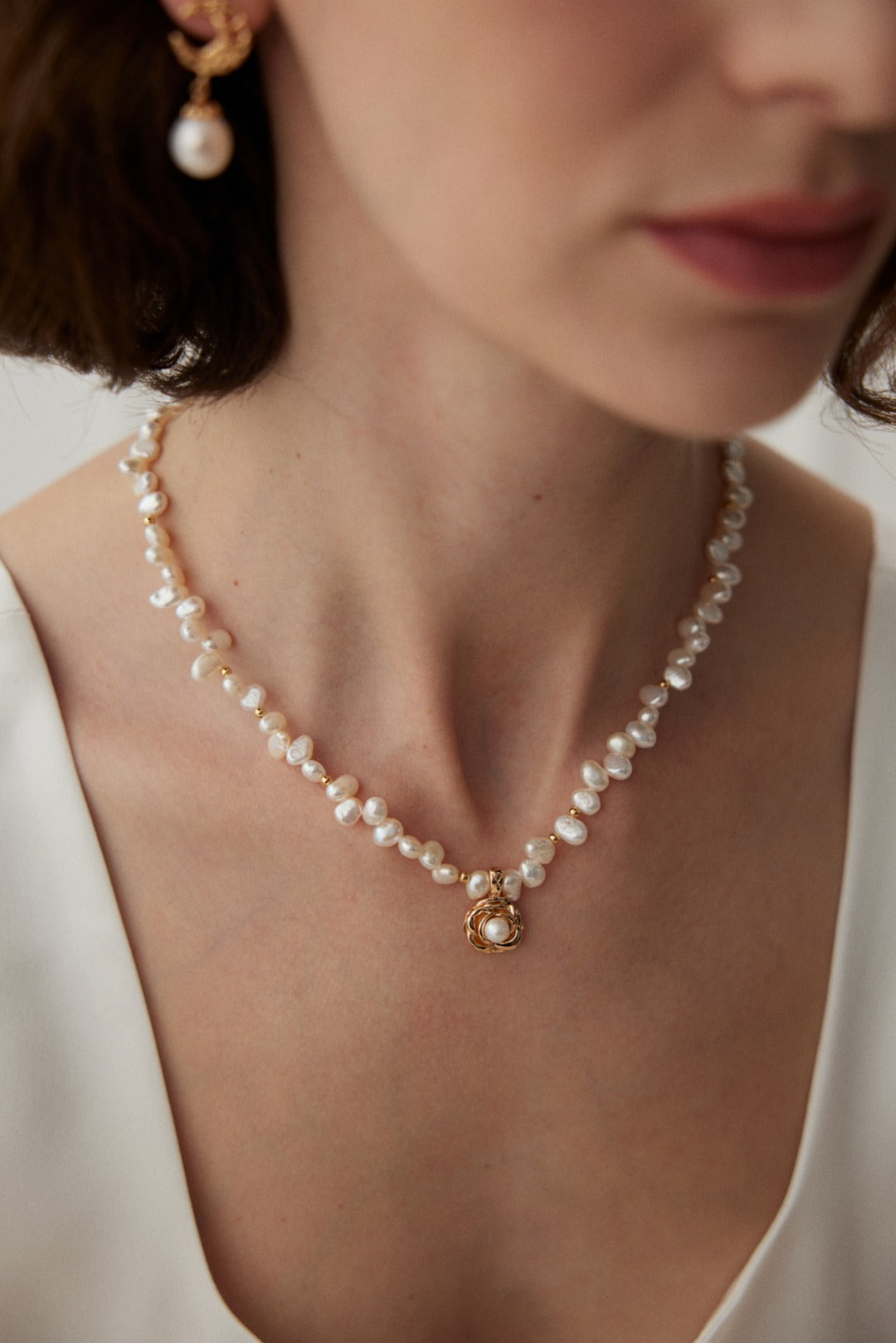 Camellia Blossom Natural Pearl Necklace