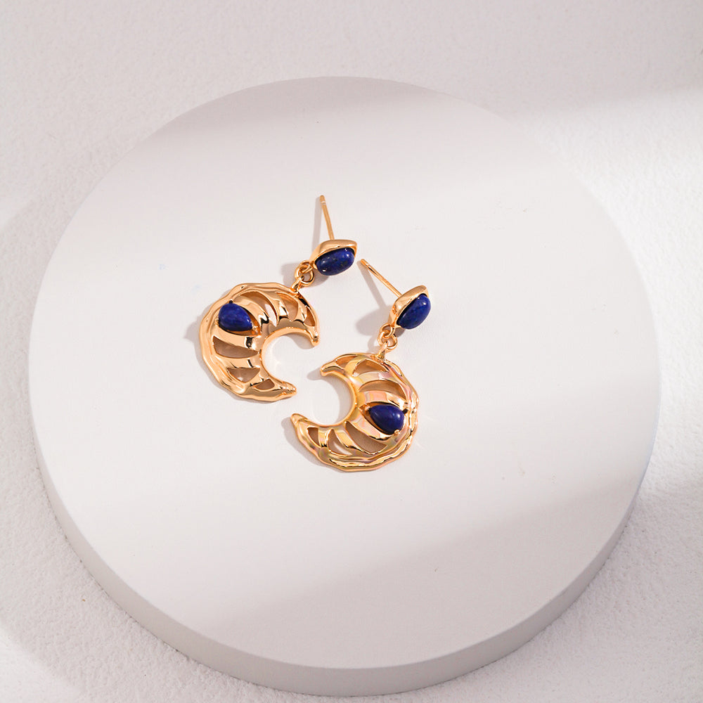 Moon natural lapis lazuli earrings