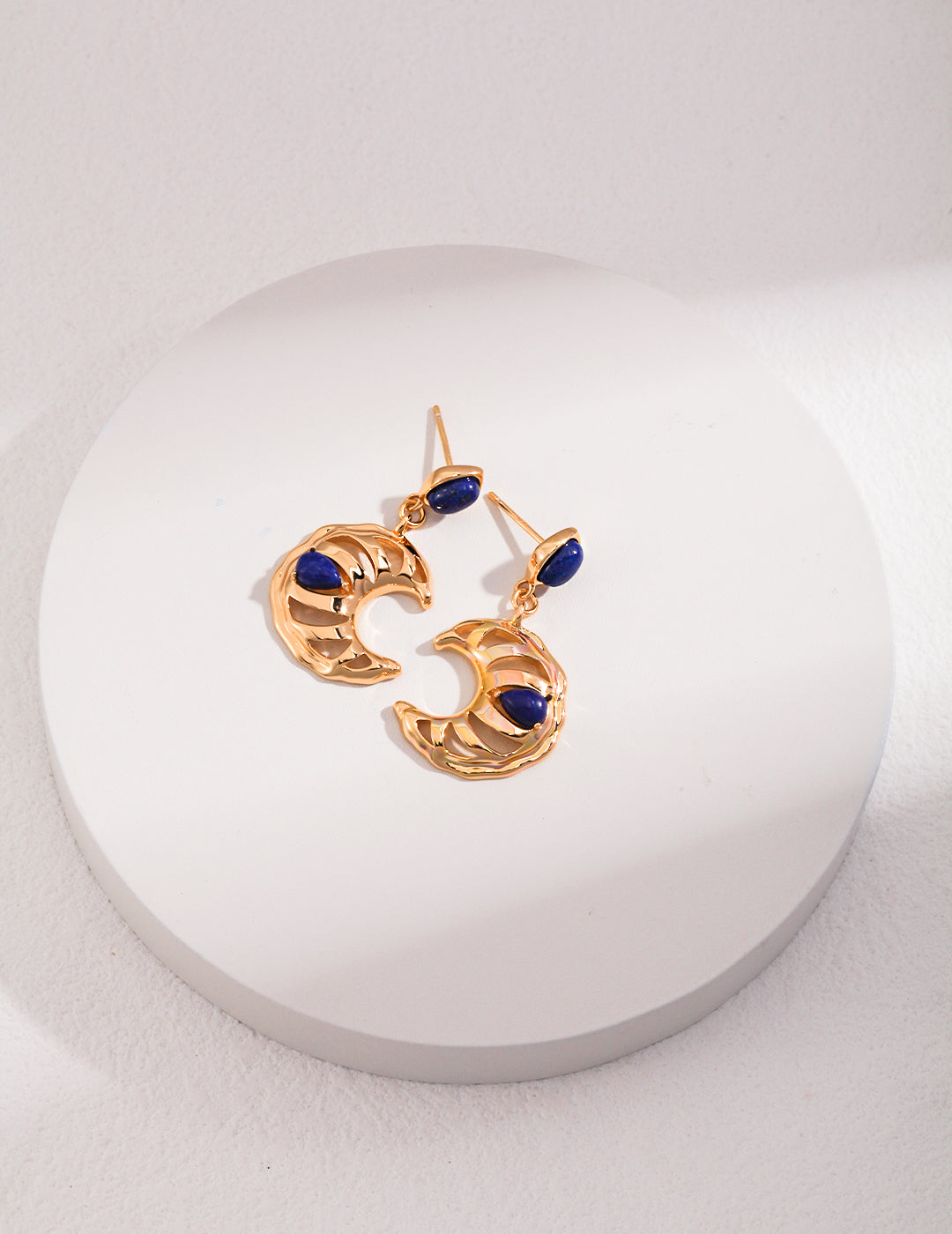 Moon natural lapis lazuli earrings