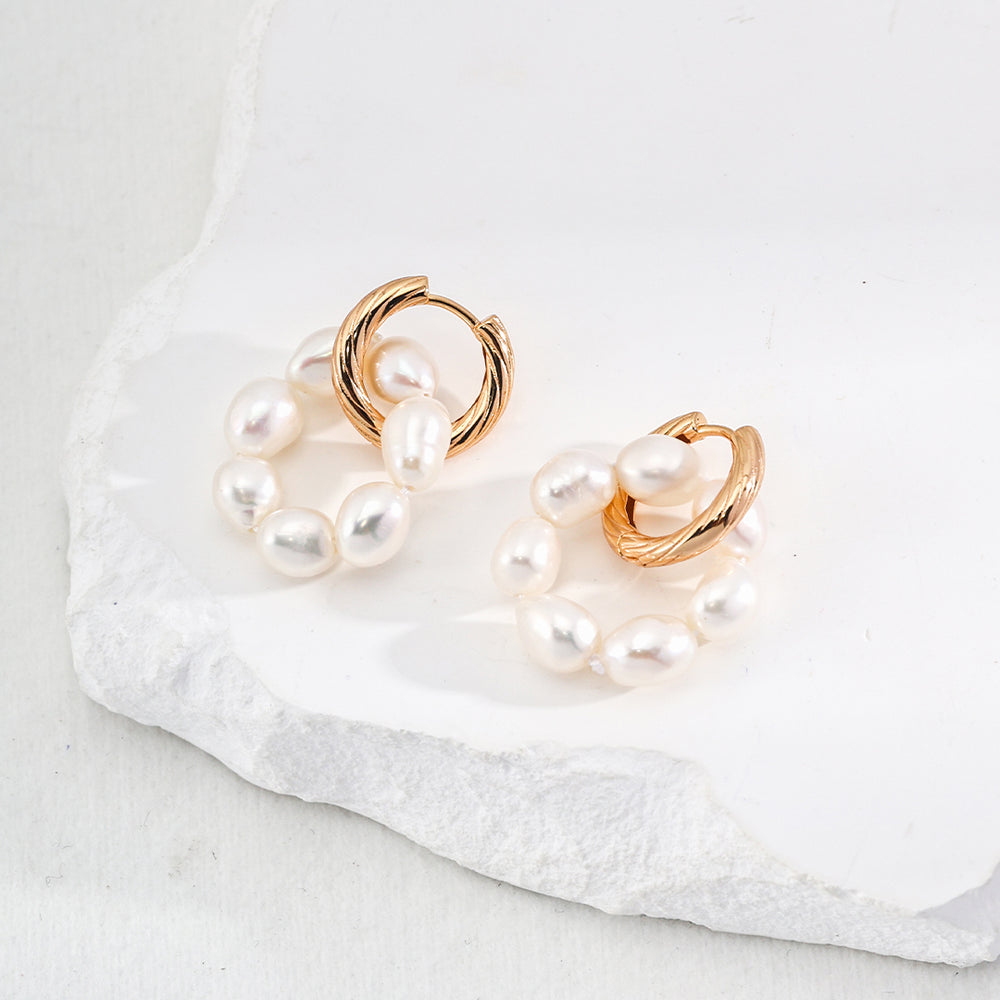 Detachable Donut Natural Pearl Earrings