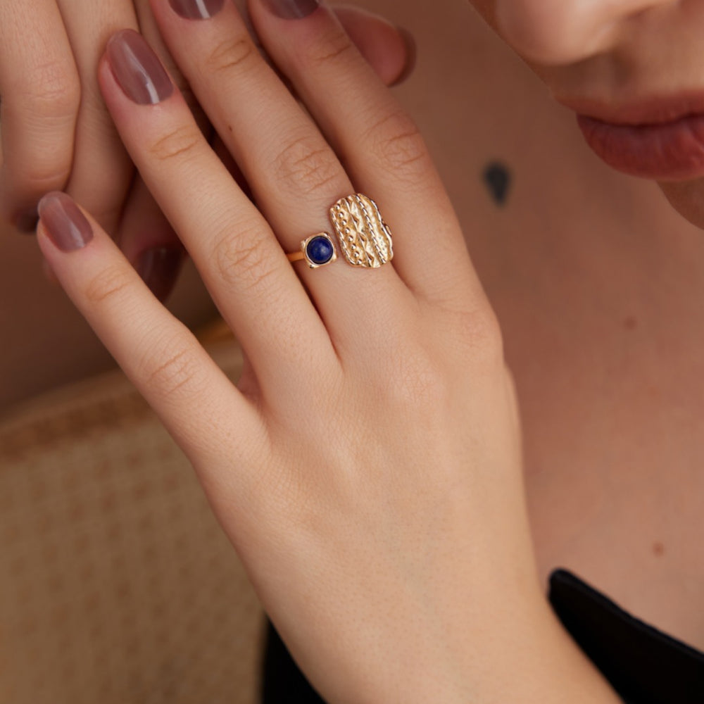 Minimalist Silver Lapis Lazuli Ring