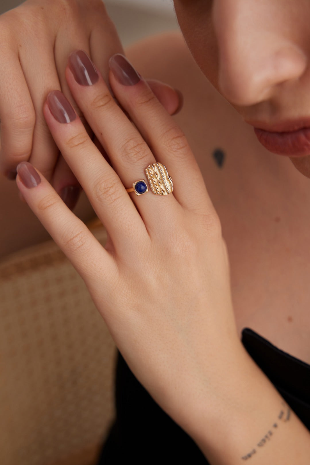 Minimalist Silver Lapis Lazuli Ring