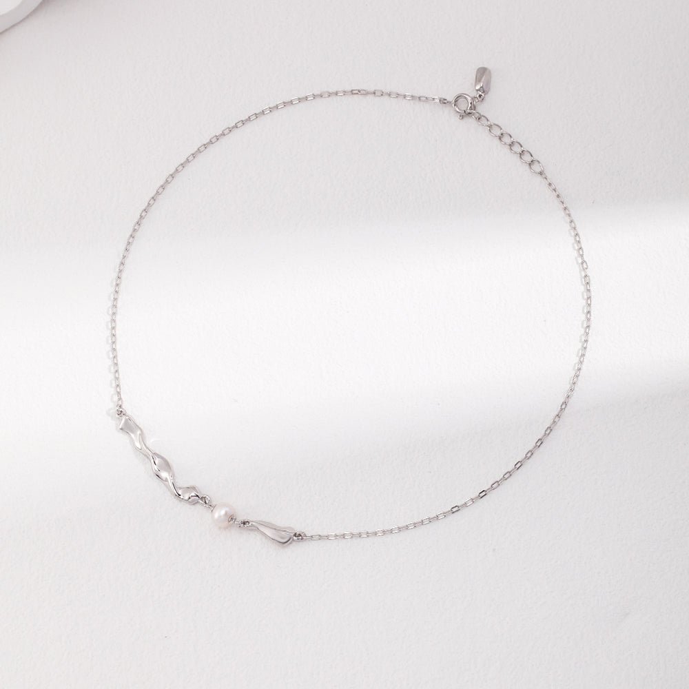 
                      
                        Sterling Silver Irregular Design Pearl Necklace
                      
                    