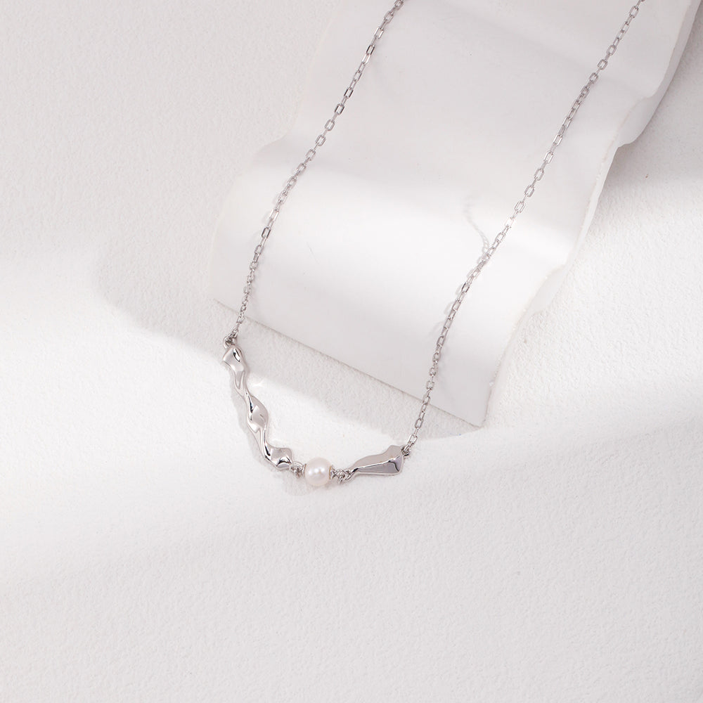 
                      
                        Sterling Silver Irregular Design Pearl Necklace
                      
                    